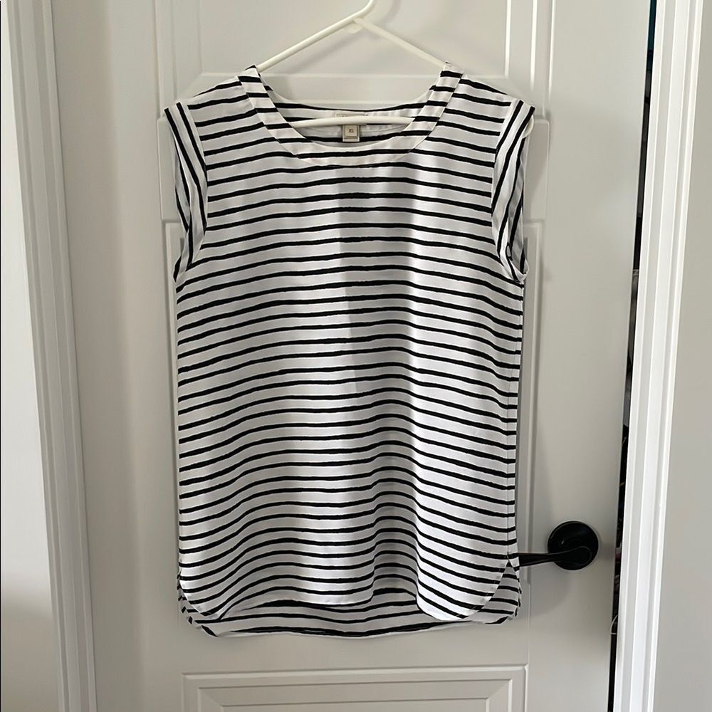 J. Crew Factory Classic Black and White Striped Sleeveless Blouse
